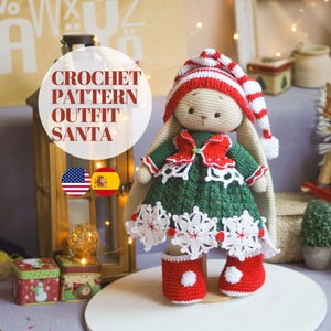 Häkelanleitung amigurumi doll Kleidung Muster - Outfit Santa - Polushkabunny