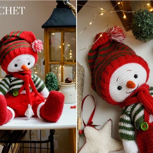 SET - Crochet Snowman toy pattern and Outfit / amigurumi patterns by Polushkabunny