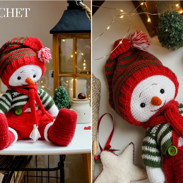 SET - Modèle de jouet bonhomme de neige au crochet et modèles de tenue / amigurumi par Polushkabunny