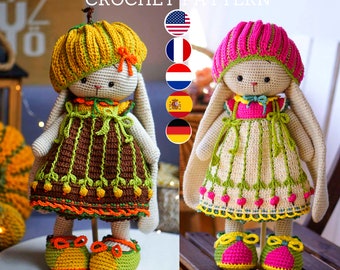Crochet pattern amigurumi doll Clothes Pattern Outfit "ALICE" / Polushkabunny
