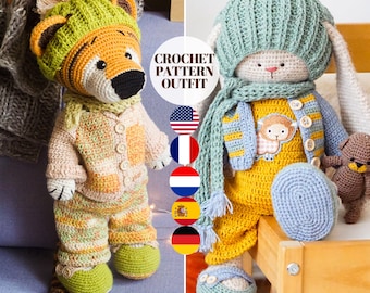 crochet pattern amigurumi doll Clothes Free crochet Pattern for a small teddy Clothes outfit "TOM" / Polushkabunny