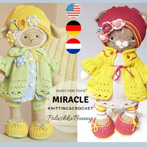 CROCHET and KNITTING PATTERN Amigurumi Doll Clothes Outfit "Miracle" (for large toys) / Polushkabunny