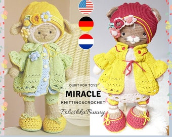 CROCHET and KNITTING PATTERN Amigurumi Doll Clothes Outfit "Miracle" (for large toys) / Polushkabunny