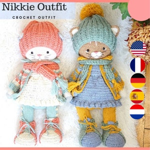 crochet pattern amigurumi doll Clothes Patterns - Outfit "NIKKIE" / Polushkabunny