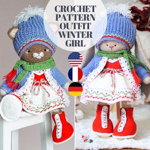 gehäkelte Anleitung gehäkelte Kleidung für Miezekatze oder Bär Kleidung / Outfit &quot;Winter Girls&quot; Amigurumi Tier Spielzeug by Polushkabunny .&quot;