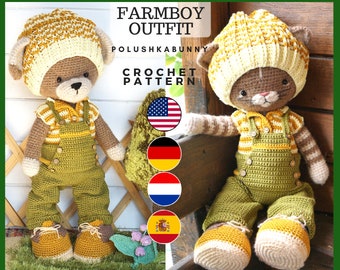 CROCHET PATTERN Amigurumi Doll Clothes Outfit for toys - Outfit "Farmboy"