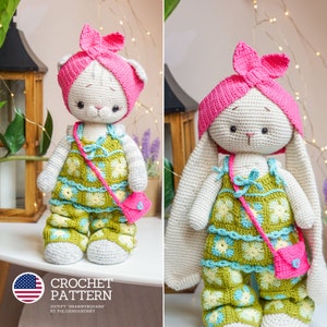 Häkelanleitung amigurumi Puppe Kleidung Muster Outfit &quot;&quot;Oma Quadrat&quot;&quot; / Polushkabunny.&quot;