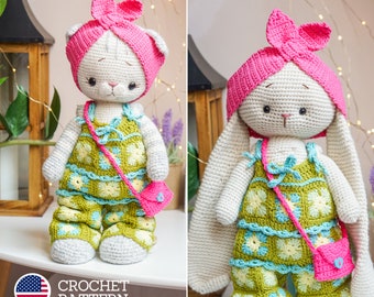 Crochet pattern amigurumi doll Clothes Pattern Outfit "Granny Square" / Polushkabunny