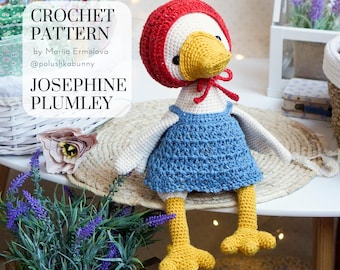 Josephine Plumley the Goose - Crochet Goose Pattern + Toy Clothes Patterns - by Polushkabunny
