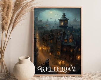 Ketterdam Print (Six of Crows Art, Grisha Shadow and Bone, Leigh Bardugo, Kaz Injej Ketterdam Travel Poster)