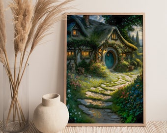 Bag End Print 2 (Shire, Bookish Art Print, Book Lover Gift, Literary Locations, Fantasy Book Wall Art, Cottagecore, In a Hole in the Ground)