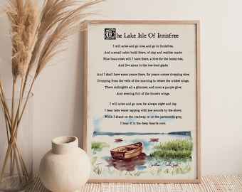 Impresión artística del poema "Lago Isla de Innisfree" de William Butler Yeats: Literatura irlandesa