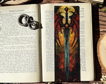 Dragon Sword Stained Glass Bookmark: Fantasy Book Lover Gift