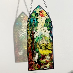 Terrasen glas-in-lood zonnevanger (glazen troon ornament ornament, leesgrage glas in lood)