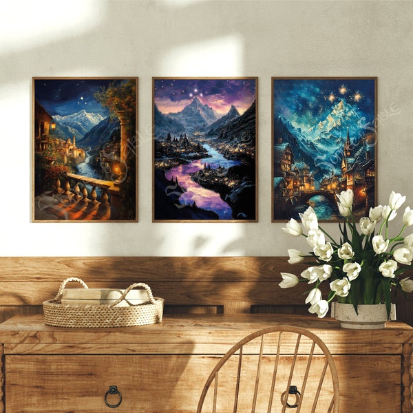 Trio di stampe artistiche Velaris: City of Starlight, ACOTAR, ACOMAF