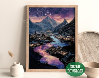 Night Court Velaris Print, ACOTAR Landscape (Digital Download)