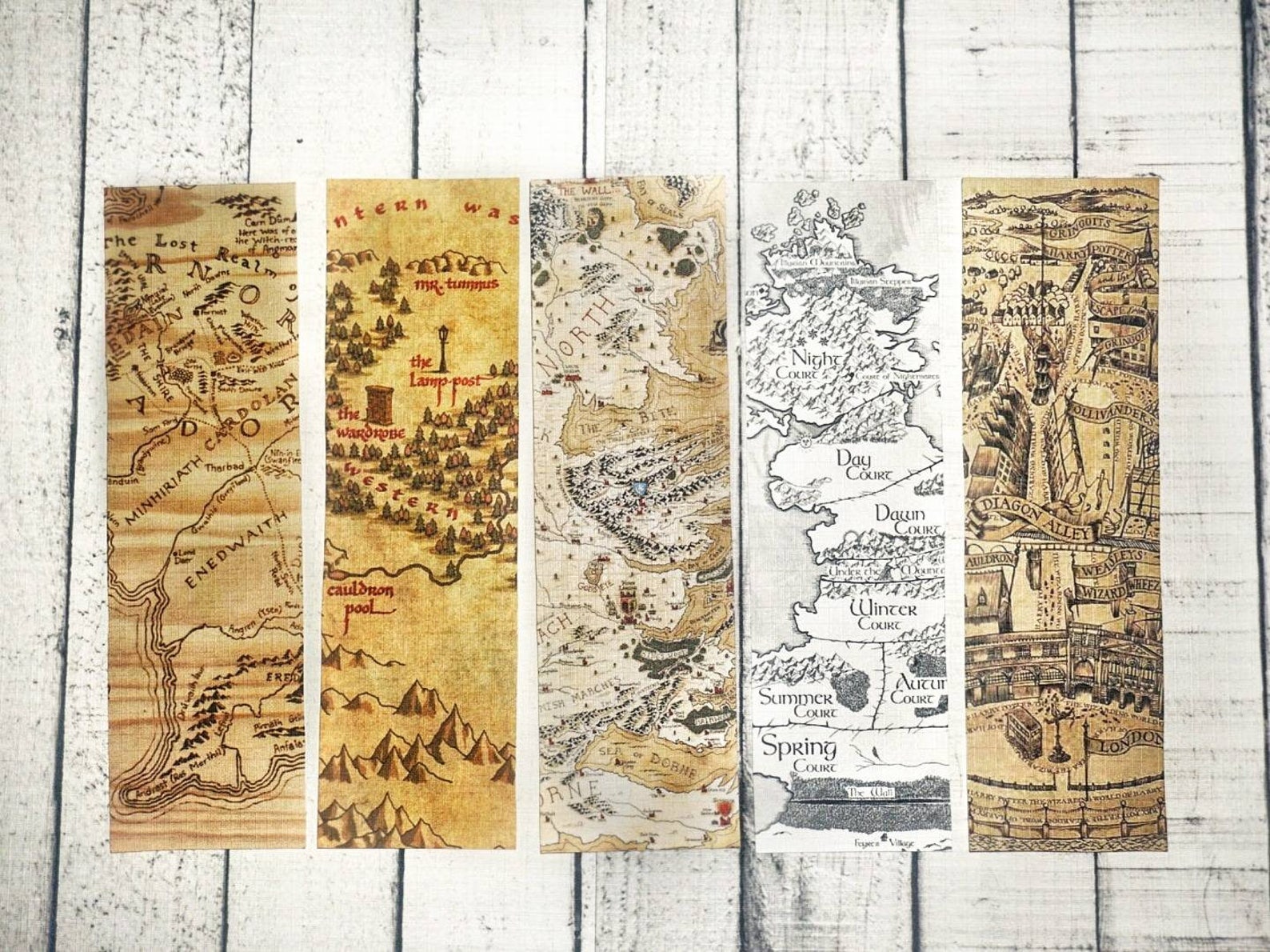 mythical maps bookmark collection a court of thorns and roses etsy