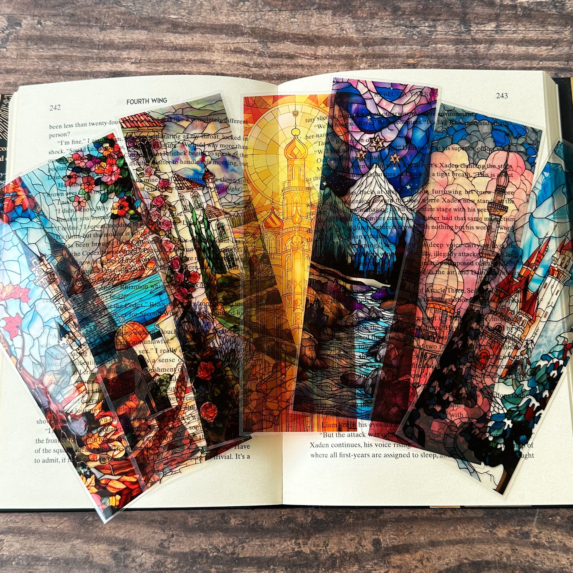 Velaris Stained Glass Bookmarks ACOTAR Transparent Clear Bookmark, Stained Glass Night Court, Book Lover, Fantasy Book Reader Gift