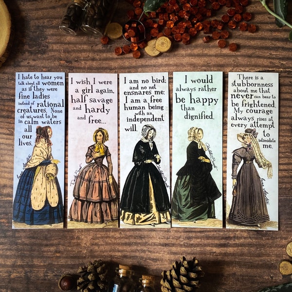 Collection de signets illustrés Bronte & Austen (Jane Austen, Emily Charlotte Bronte, Wuthering Heights, Orgueil et Préjugés)