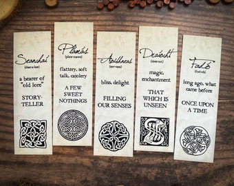 Irish Words Bookmark Collection (As Gaeilge, Irish Language, Celtic Bookmarks, Handmade in Ireland, Irish Art Gift, Gaelic, An Seanchai)