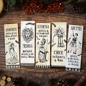 Greek Goddess Bookmark Collection (Circe, Athena, Aphrodite, Medusa, Artemis, Ancient Classics, Greek Mythology, Dark Academia)