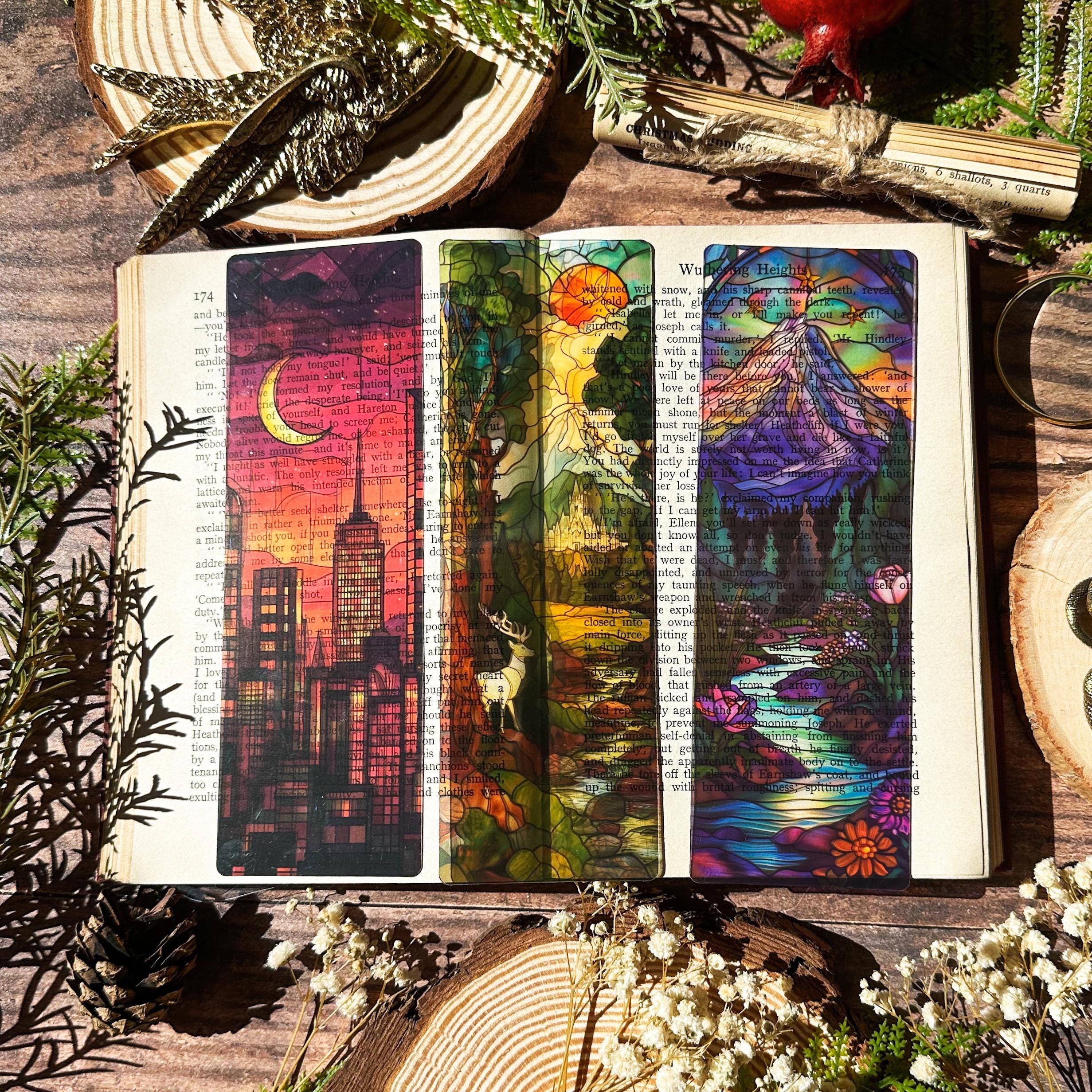 Velaris, Terrasen, Lunathion Trio Stained Glass Bookmarks (Transparent Bookmark, Stained Glass Night Court, Fantasy Book Reader Gift)