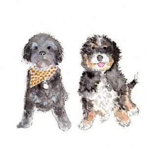 Custom Dog Watercolor Illustration / Dog Drawing / Custom Pet Portrait / Pet Lovers Gift / Handmade Dog Cat Artwork / Personalized Pet Gift