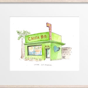 Chifa Hand Drawn in Watercolor - Los Angeles Storefront / California / LA Restaurant / LA Artwork / LA illustration