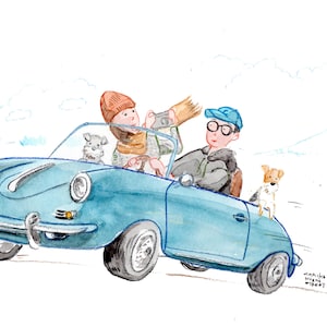Custom Family Portrait in Watercolor 5 X 7"/ Hand Drawn Family Illustration Painting  / New Home Gift / Personalized House Warming Gift