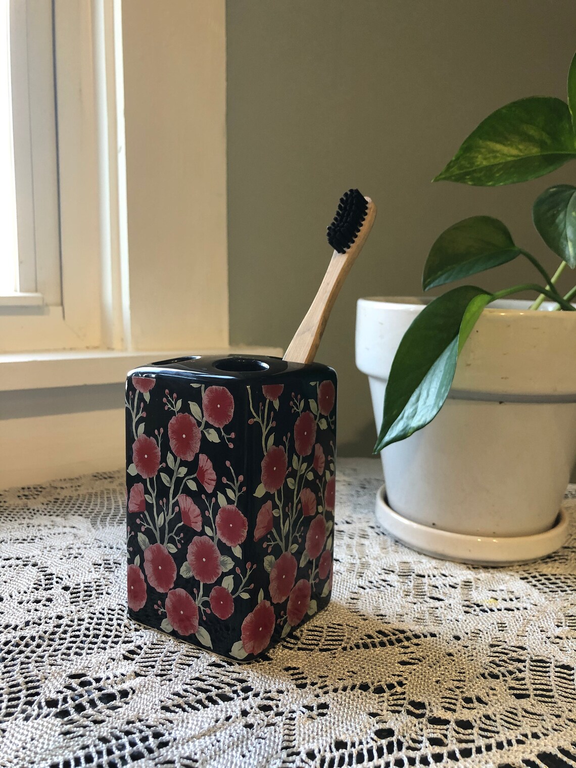 Floral Toothbrush Holder Etsy
