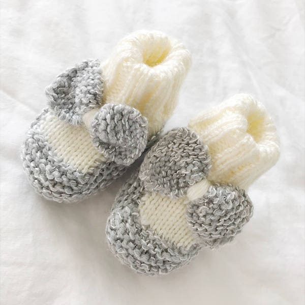 Bow Tie Baby Booties | Knitted Baby Booties | Baby Girl Booties | Hand Knit Color Block Baby Booties | Crib Shoes