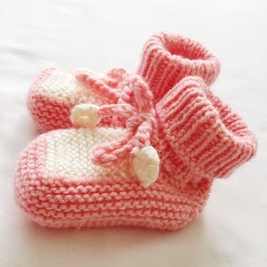 Baby Booties Knitted Baby Booties Baby Girl Booties Baby Boy Booties Hand Knit Color Block Baby Booties Crib Shoes image 1