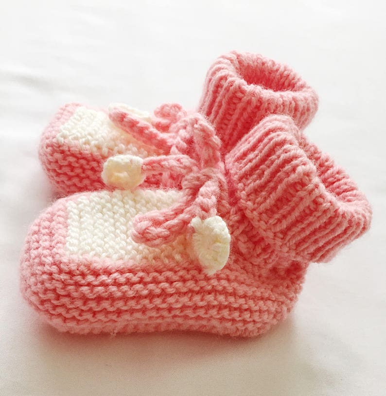 Baby Booties Knitted Baby Booties Baby Girl Booties Baby Boy Booties Hand Knit Color Block Baby Booties Crib Shoes image 1