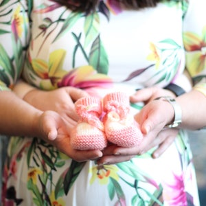 Baby Booties Knitted Baby Booties Baby Girl Booties Baby Boy Booties Hand Knit Color Block Baby Booties Crib Shoes image 4