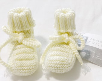 Striped Baby Booties | Knitted Baby Booties | Baby Girl Booties | Baby Boy Booties | Hand Knit Stripe Baby Booties | Toddler Booties