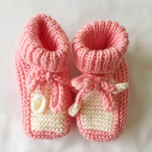 Baby Booties Knitted Baby Booties Baby Girl Booties Baby Boy Booties Hand Knit Color Block Baby Booties Crib Shoes image 2