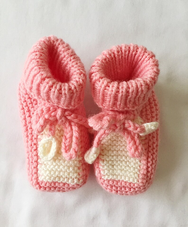 Baby Booties Knitted Baby Booties Baby Girl Booties Baby Boy Booties Hand Knit Color Block Baby Booties Crib Shoes image 2