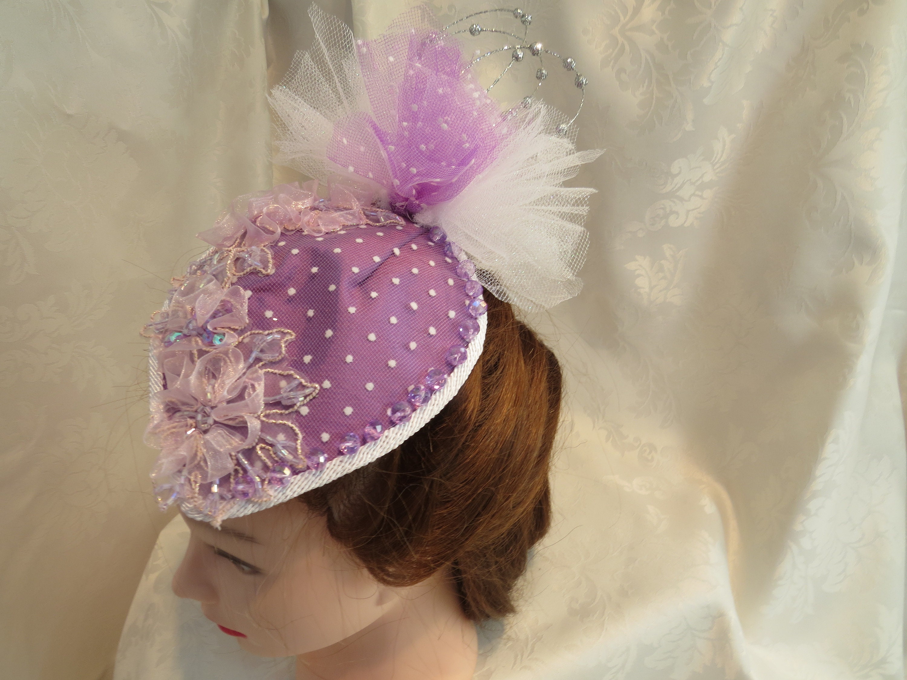 Lilac and White Sparkly Fascinator | Etsy