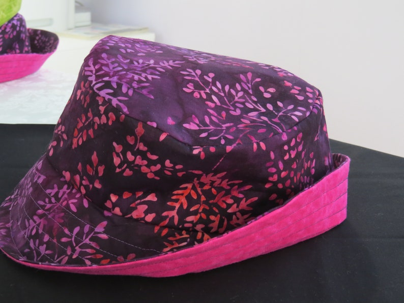 Large purple and pink batik sun hat