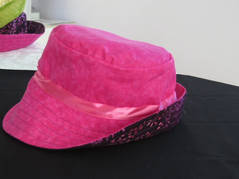 Large purple and pink batik sun hat