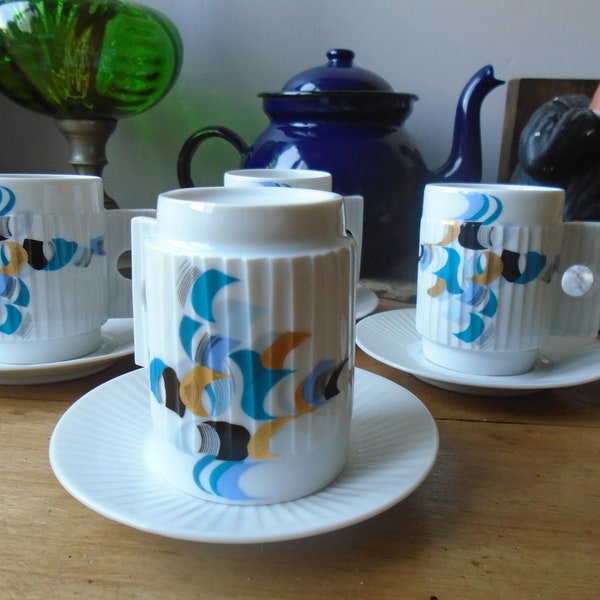 Ensemble de 4 tasses à café, tasses à expresso HAVILAND, Porcelaine de Limoges