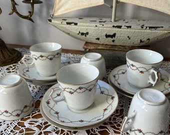 6 tasses à café en porcelaine fine, tasses des années 60,