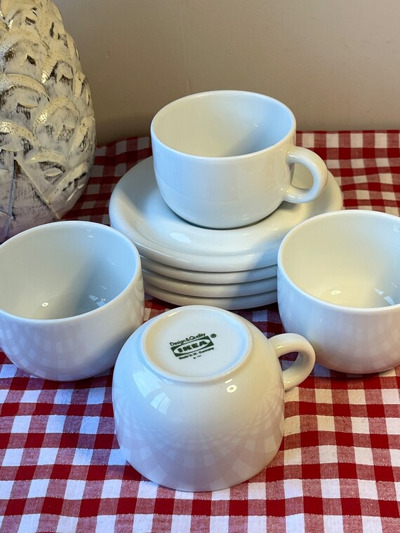 Set mit 4 IKEA Tee-, Kaffee- oder Schokoladetassen aus den 90er Jahren