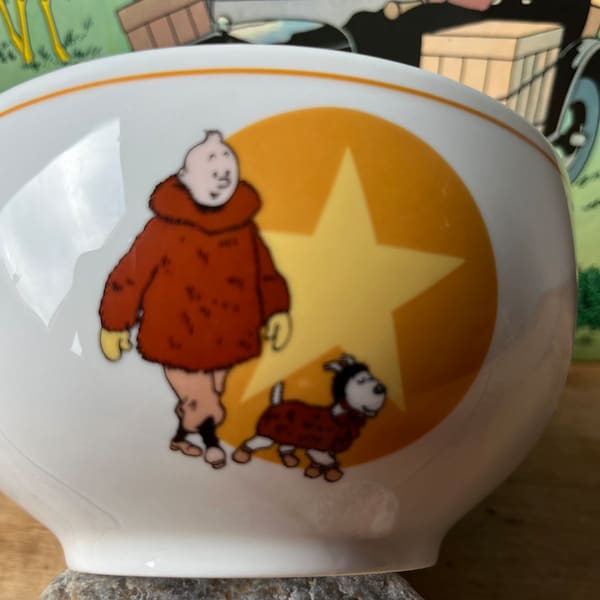 Bol TINTIN des années 90, bol à céréales TINTIN Hergé, bol à chocolat, petit déjeuner TINTIN