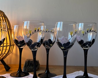 6 verres à vin LUMINARC, modèle Anaïs, verres des années 80 90