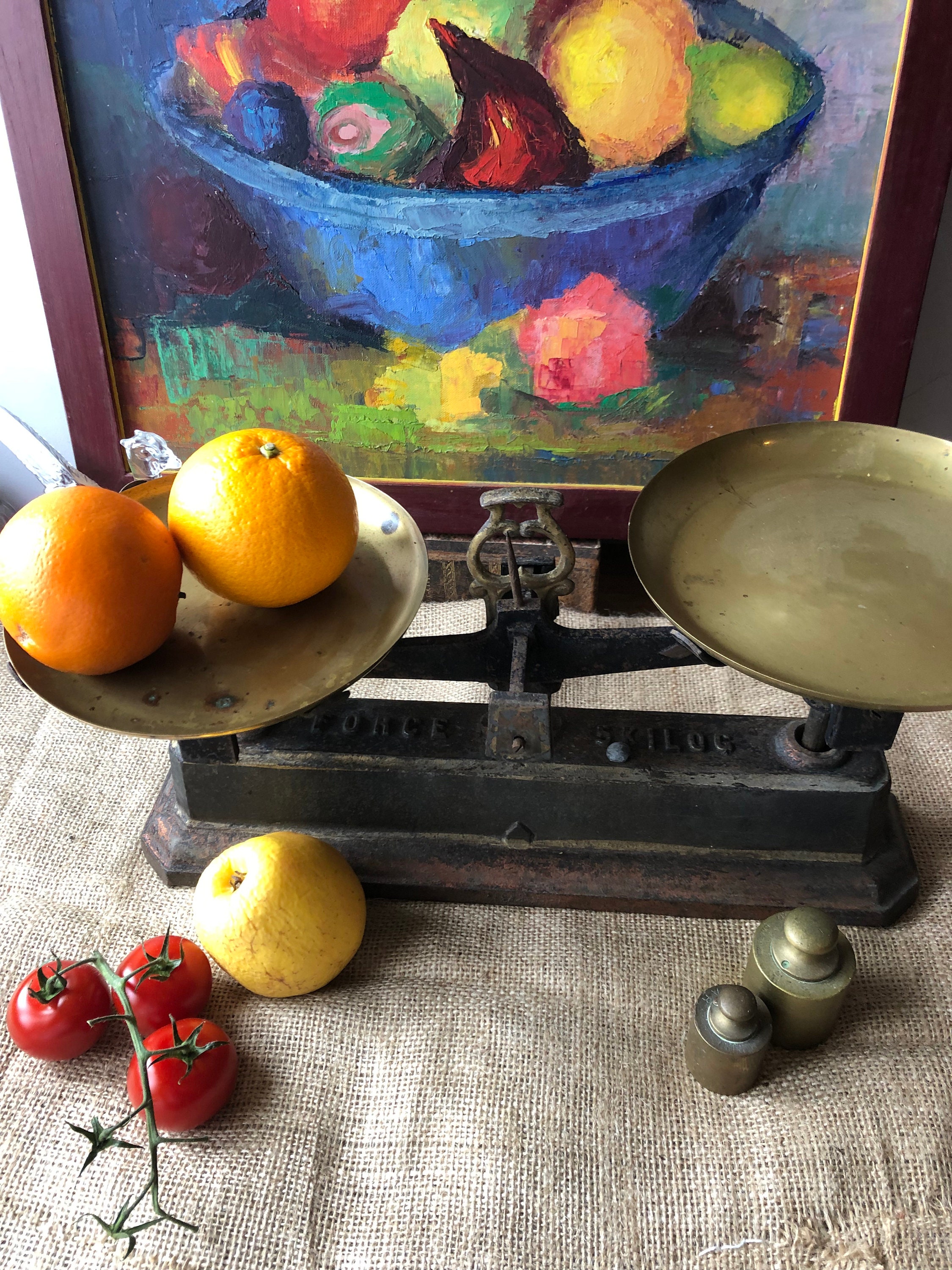 Balance D'épicier Jouet Des Années 60 Couleur Orange - Pour Dinette Poupée, Très Bon état Vintage