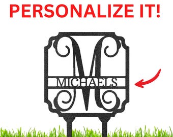 Vine Custom Name Initial Address Garden Lawn Yard Steel Stake Sign