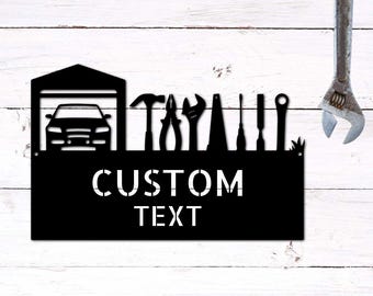 Letrero de acero personalizado para pared interior y exterior "Master Of the Garage"