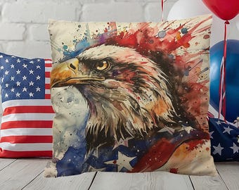 Cojín decorativo para interiores y exteriores con diseño de águila patriótica
