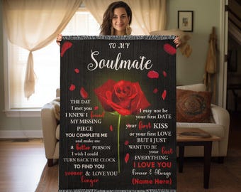 Para mi alma gemela: el día que te conocí, encontré la pieza que me faltaba Manta tejida de reliquia Regalo de aniversario, cumpleaños, día de San Valentín para ella